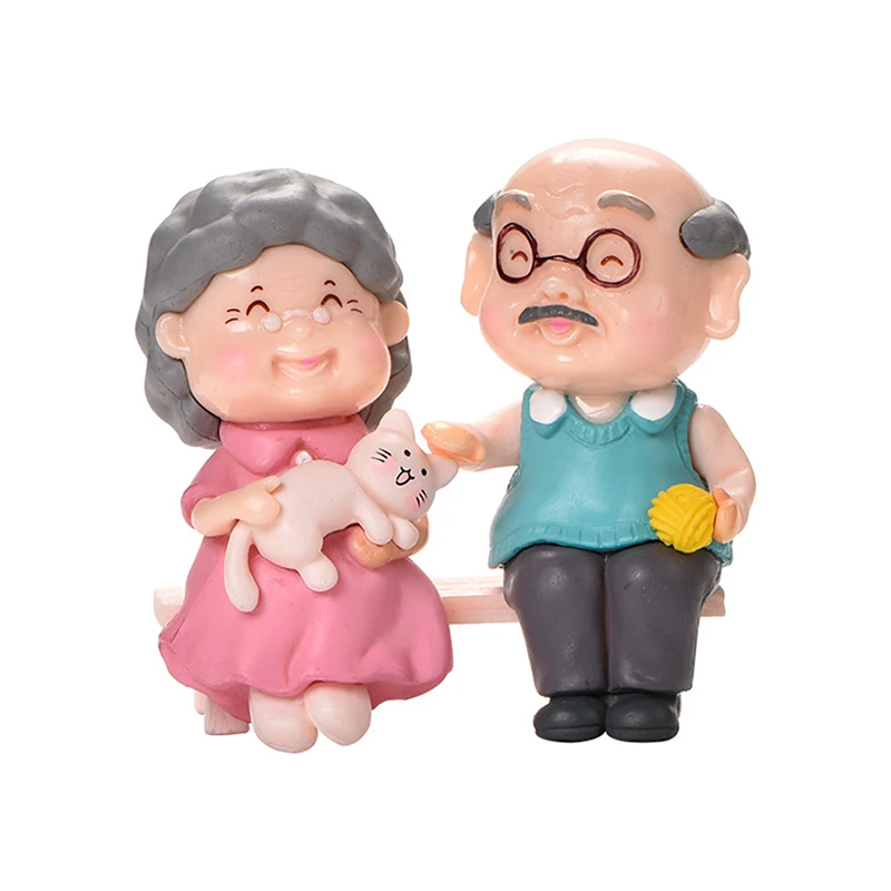 New Sweety Lovers Couple Ornament Mini Couple Figures Grandma Grandpa For Fairy Garden Figurines Miniature Home Decoration