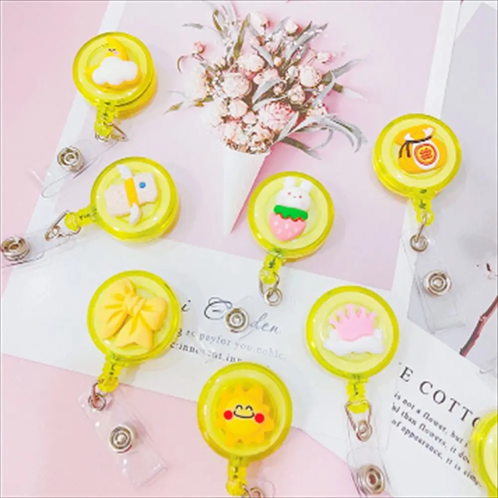 

School Cute Name Tag Students Card Holder Cartoon Retractable Badge Reel Name Card Holder ID Card Clips Badge Holder