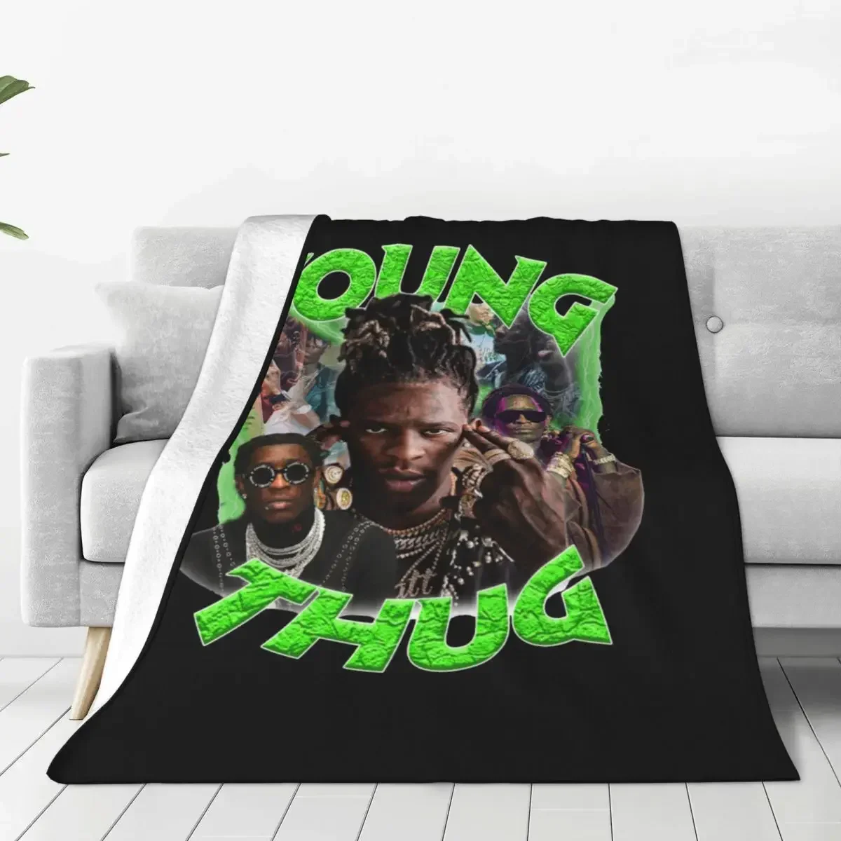 

Young Thug Slime Flannel Blanket Rapper Fashion Throw Blankets for Home Hotel Sofa Plush Thin Quilt