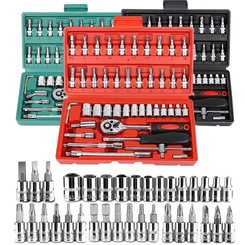 Multi Functional Socket Wrench Auto repair Tool Combination Ratchet Wrench Special 46 pcs Socket Set