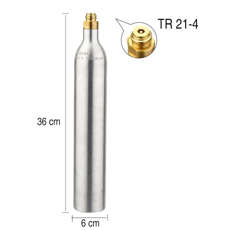 Soda Bottle Cylinder,0.6L Soda Water Tank Aluminum Co2 Cylinder with TR21-4 Valve,Carbonated Fresh Water Drink Refill Soda Maker