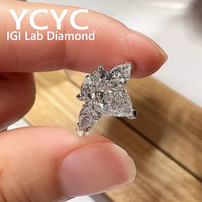

Solid White Gold Ring Lab Grown Diamond ring 1 2 3 5ct ct pear Cut Diamond CVD HPHT DE VS-VVS Wedding Engagement ringring