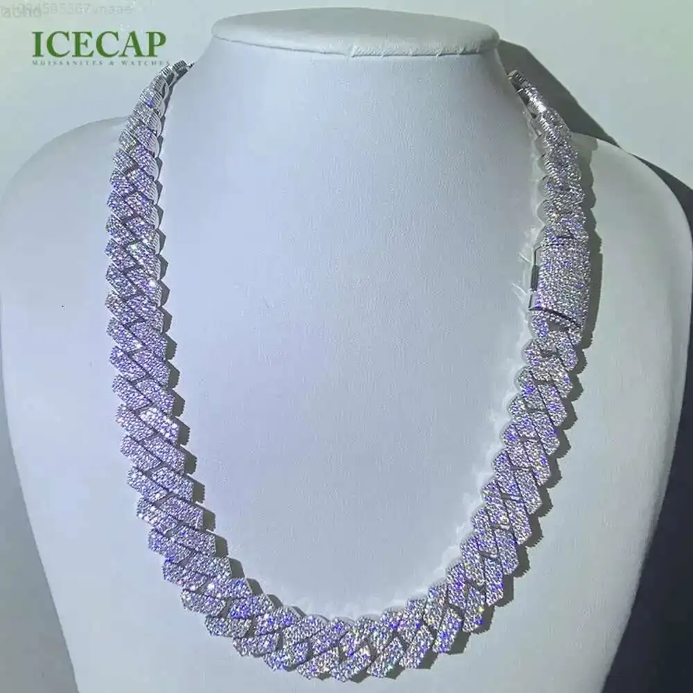 

Luxury Fashion Custom Necklace S925 Sterling Silver Cuban Link Chain d Vvs1 Diamond Moissaite Chain for Men and Women