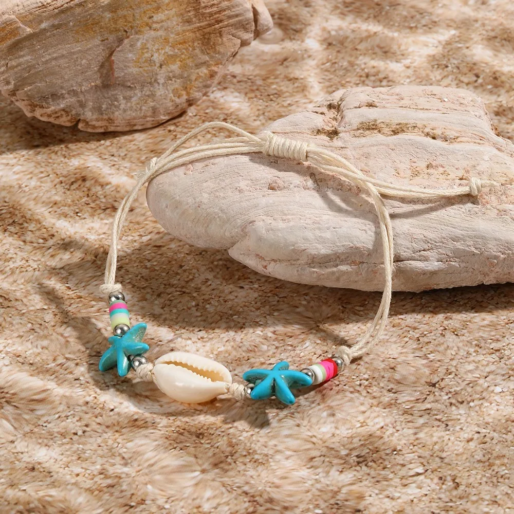 Sea Series Starfish Beaded Bracelet Ornaments Bohemian Turtle Woven Bracelet Colorful Jewelry Shell Beaded Handstring Couple