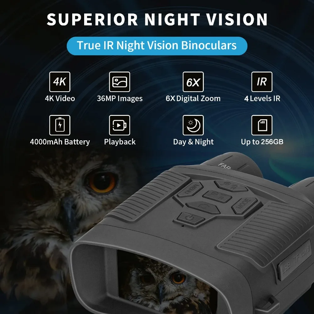 

Suntekcam NVI-800 HD 6X Цифровая инфракрасная труковочная камера Оптика 36MP 4K 30FPS Видео для охоты и ночного видения