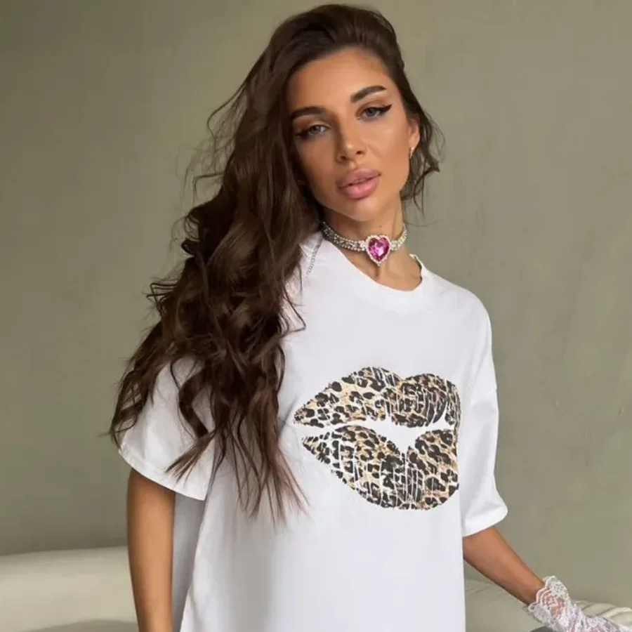 

Trendy European and American Y2k Pure Cotton Printed Graphic T-shirts Fashionable Ins Loose Retro Temperament Women's T-shirts