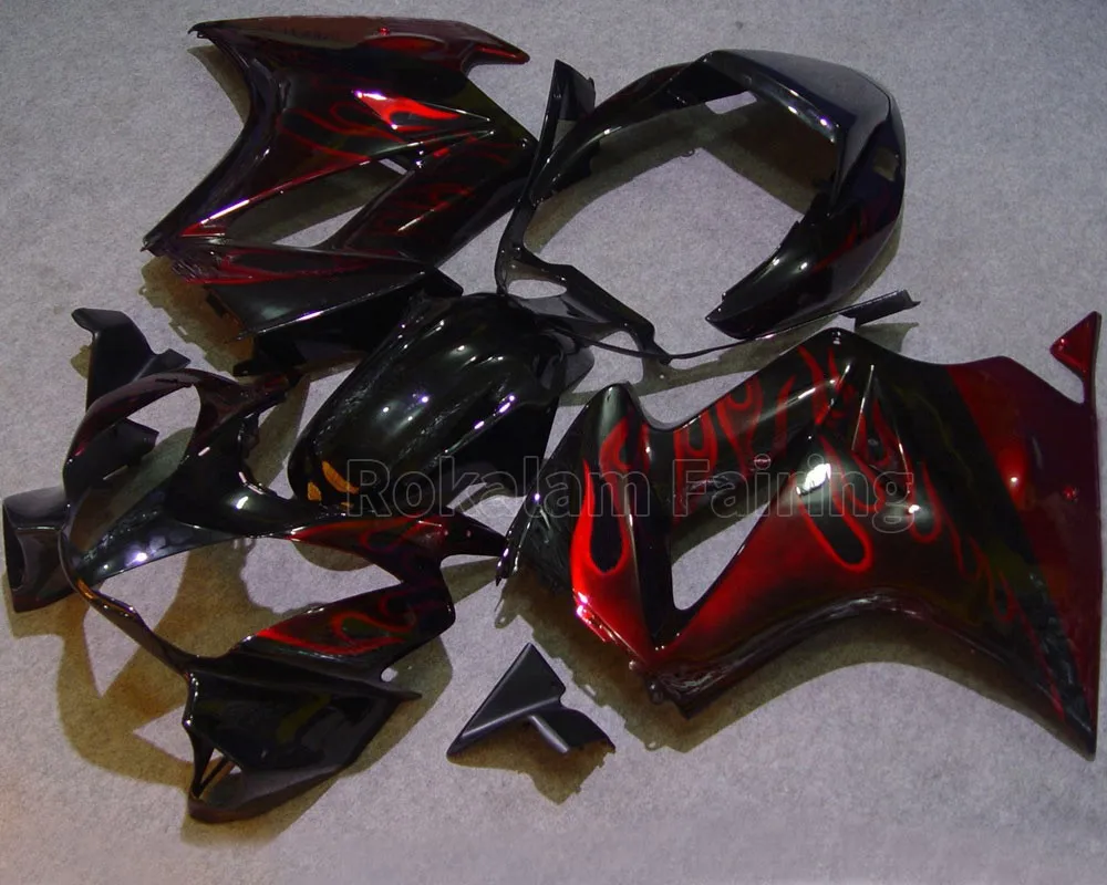 For Honda VFR800 02 03 04 05 06 07 08 09 10 11 12 VFR-800 Red Flame Bodywork Motorcylce Fairings (Injection Molding)