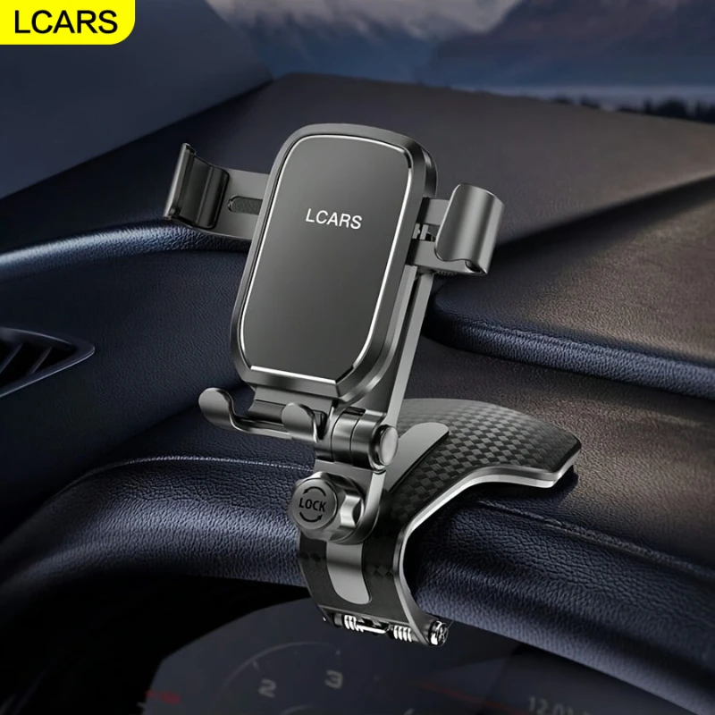 Lcars Metallstrukturierter Multifunktionaler Auto-Handyhalter mit Metallklemmarm und ABS-Kunststoffmaterial, für Telefonnavigation und Unterhaltung, blockiert nicht die Sichtlinie, kann in mehreren