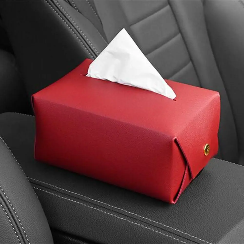 Universal Car Armrest Leather Tissue Box Cover Paper Car Seat Back Home Napkin Holder Case