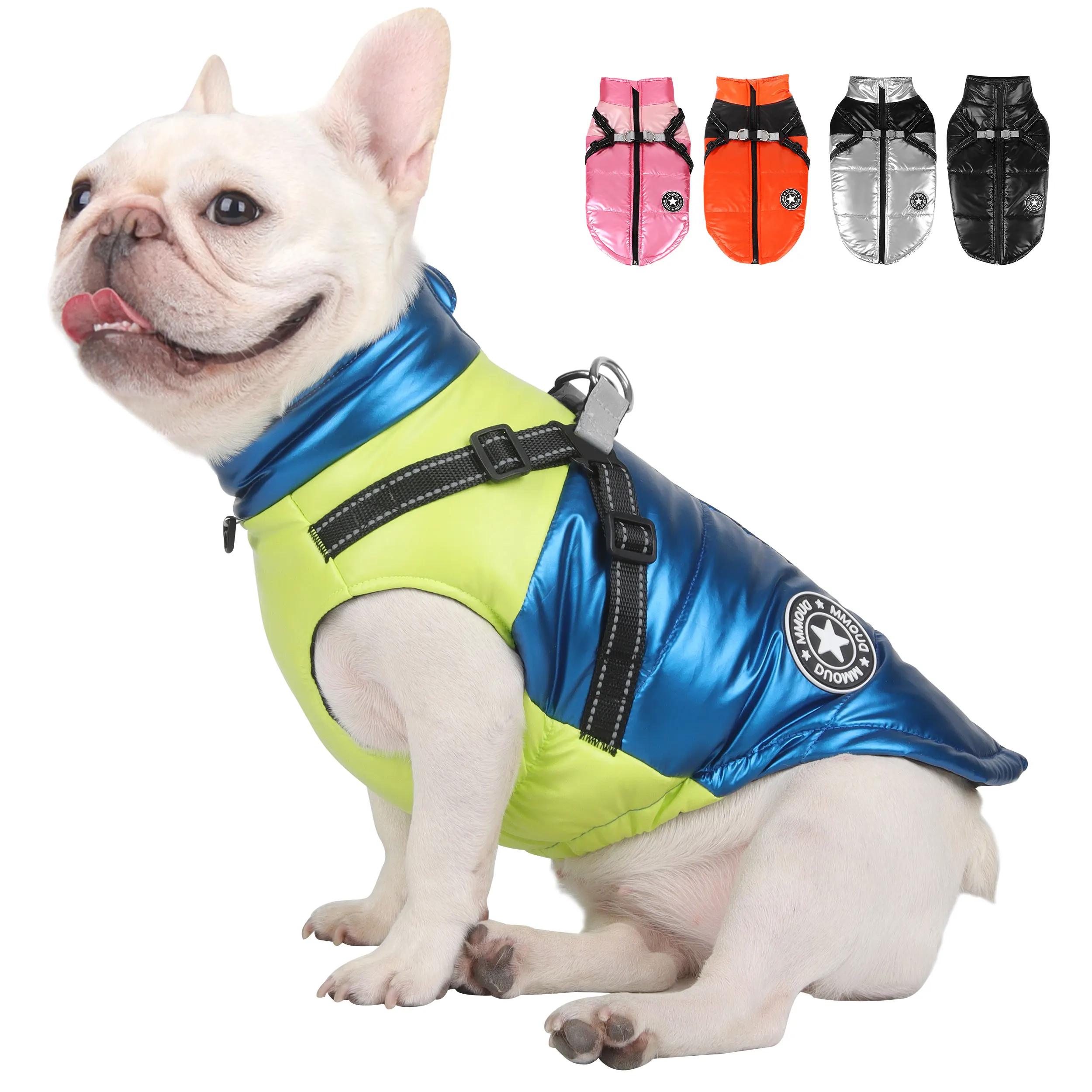 S-6XL Winter Warm Pet Dog Jacket Clothes Waterproof Big Dog Coat Vest With Harness For Small Medium Large Dogs French Bulldog