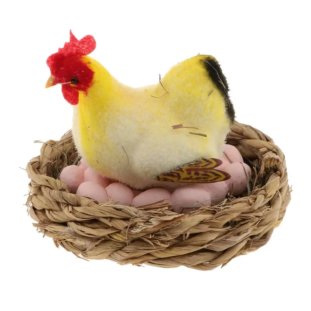 Funny Decorative Hen Statue Realistic Chick Taxidermy for Garden Accessories Decoration Outdoor