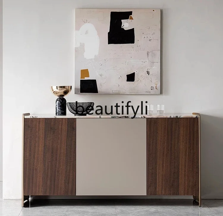 Italian light luxury marble dining side cabinet modern minimalist double door locker living room furniture