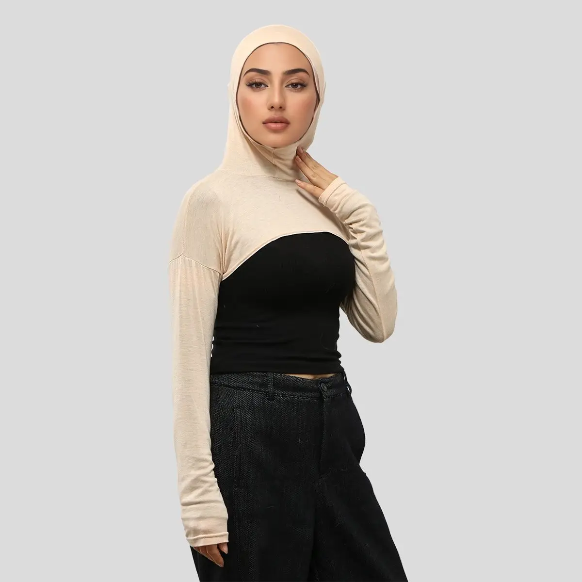 Hiyab interior de jersey para musulmanas, gorro de hiyab, hiyab con cuello falso, hiyab islámico, hiyab ninja, pañuelo, gorro, gorro tipo bonet