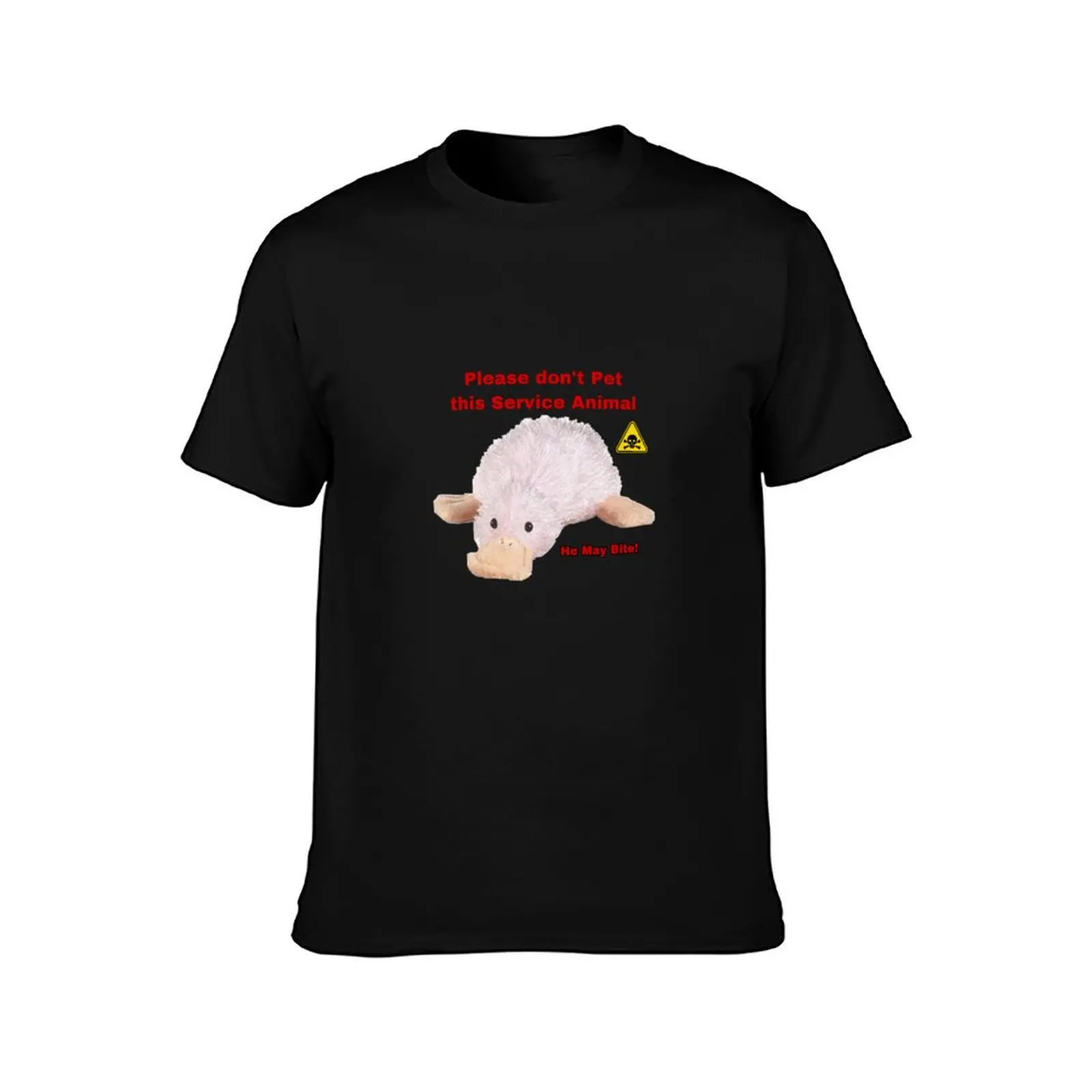 Webkinz waddles googles please dont pet this service animal he may bite meme T-Shirt Plus Size Solid Color T-Shirt