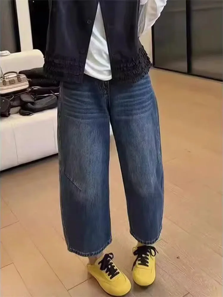High Waist Wide Leg Jeans Women's plus Size Nine Points Loose Fitting Jeans for Pear Shaped Body Spring New Style