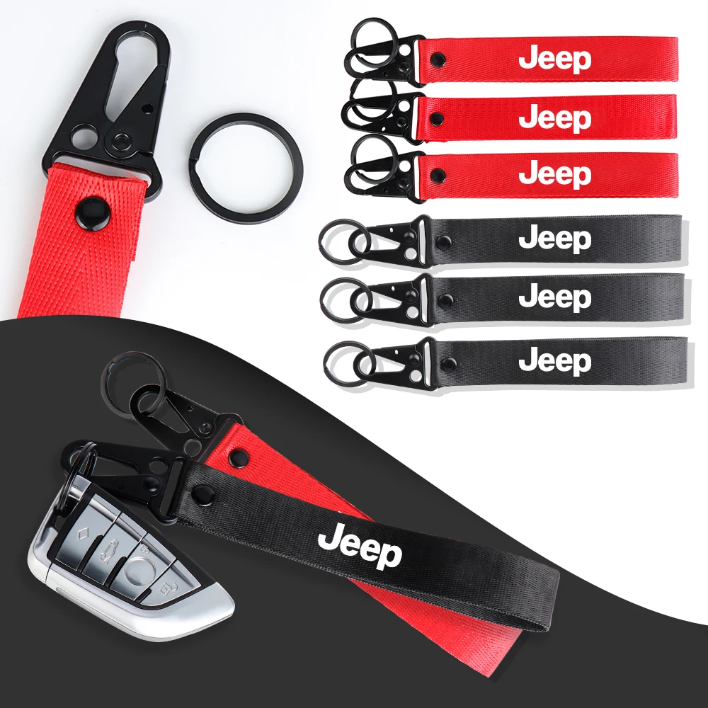 

Car Key Strip Nylon Keychain Badge Keyring Key Chain Ring For JEEP GrandCherokee Renegade Wrangler Compass Patriot Accessories