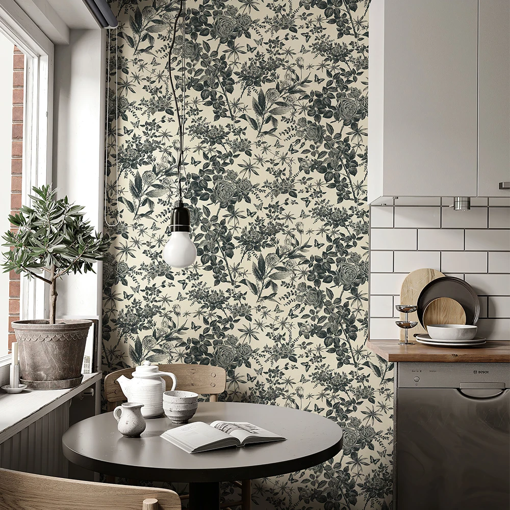 ورق حائط ذاتي اللصق على شكل زهرة ريترو مقاوم للاهتراء وقابل للإزالة لتزيين المنزل ورق حائط مقاوم للماء وقابل للتقشير واللصق