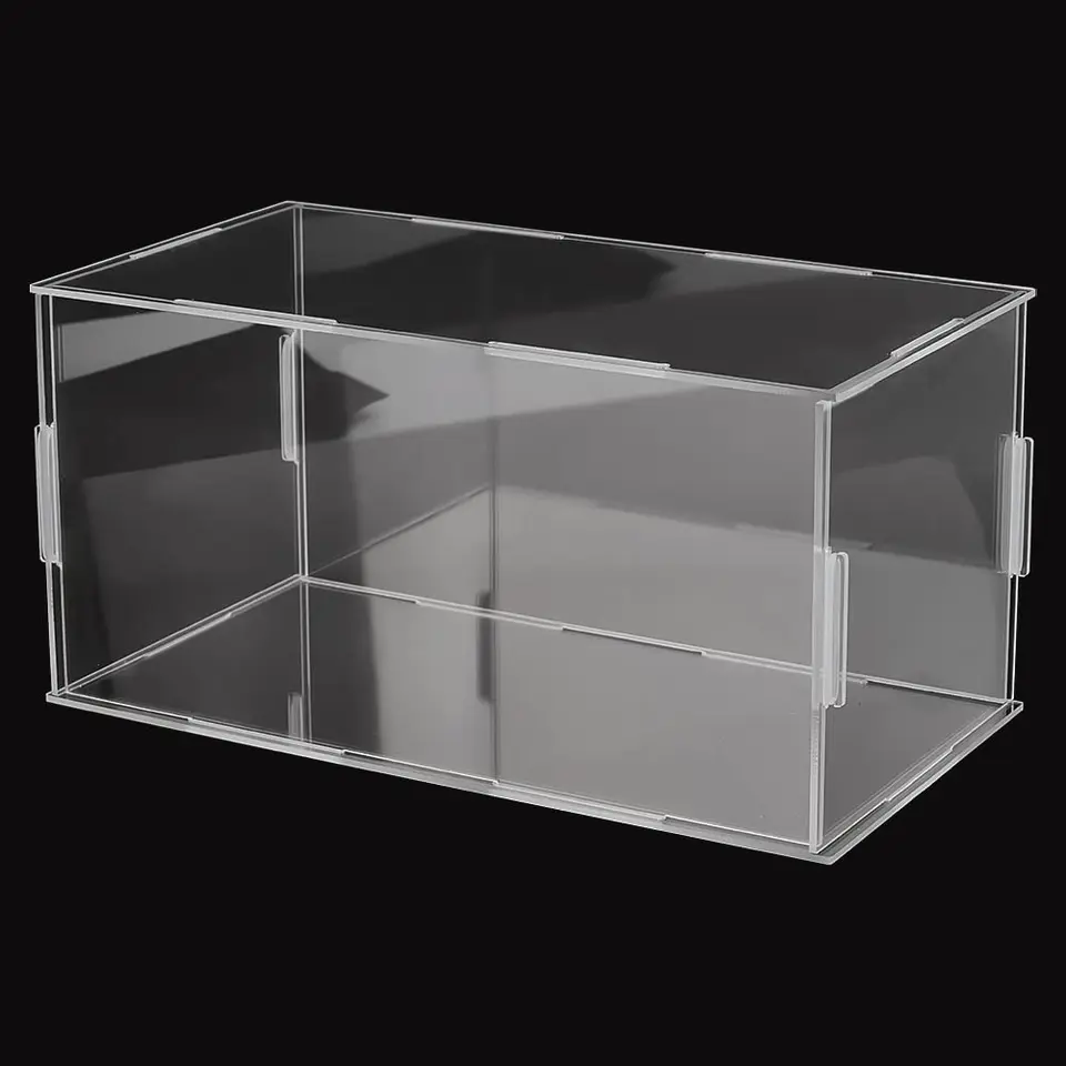 TOP-VIGOR Vitrina Acrílica Con Base Negra – 15x10x15 Cm | Caja Expositora Transparente A Prueba De Polvo Para Coleccionables