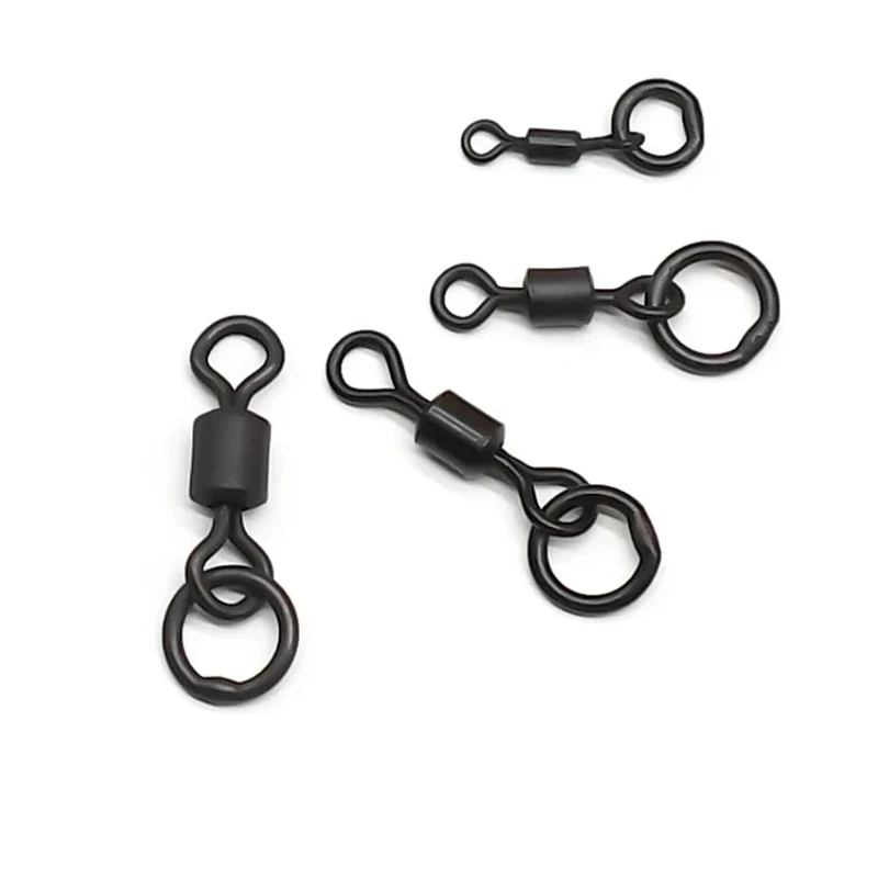 50PCS Micro Flexi Hook Swivel 4 Sizes , Carp Fishing Mini Ring Hook Swivel, Terminal Fishing Tackle Accessories