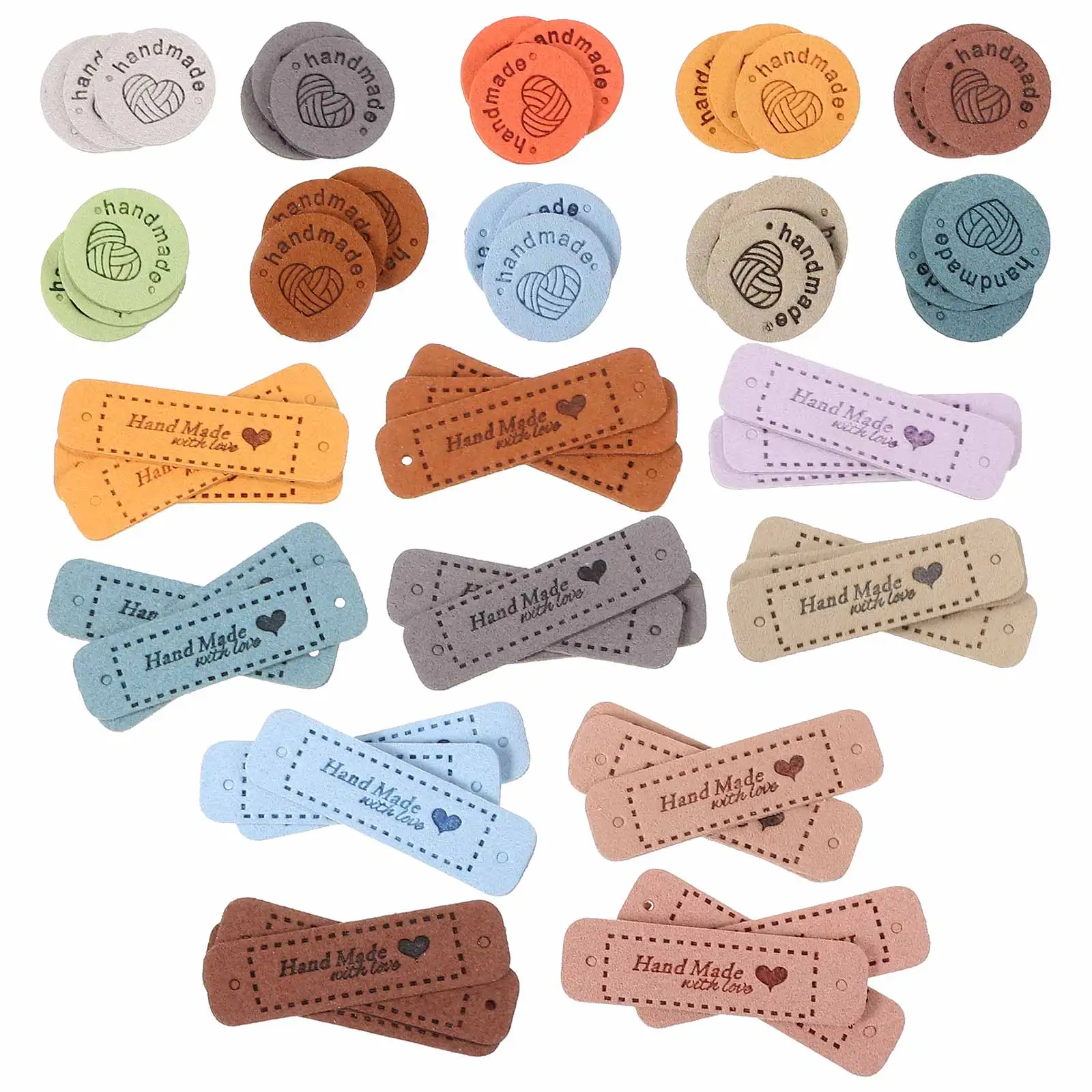 

60 шт. этикеток ручной работы, тисненые, износостойкие тканевые бирки для вязания крючком, вязания спицами, свитеров, шапок, шитья, аксессуаров для одежды
