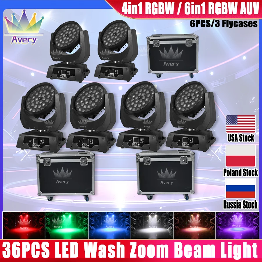 

0 Tax 3Pcs Led Zoom Wash 36x18w Rgbwauv 4/6 in1 Moving Head Light With Flycase Lyre Wash Zoom 36x18w Rgbwauv 6in1 Moving Head