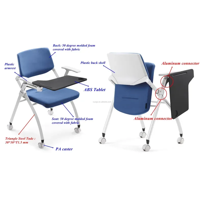 Portable Folding Training Chair with Writing Tablet for School Office Project Use Comfortable Seat for Classroom and Meeting