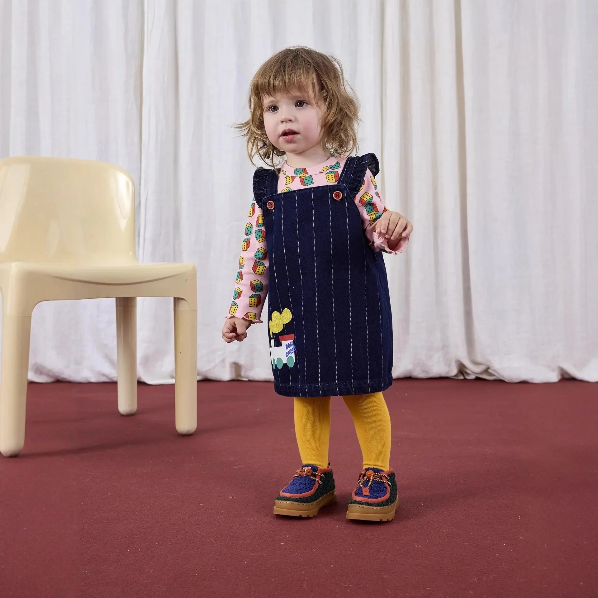 

BC2025 осенне-зимние детские спортивные штаны с мультяшным принтом для мальчиков и девочек, теплые спортивные бегуны, хлопковые рубашки, джинсовое платье, детское