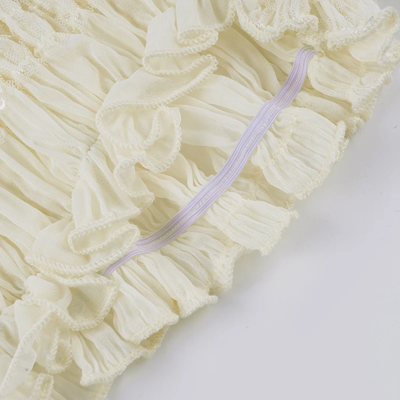 SUCHCUTE Beige Folds Textured Chiffon Shorts Damen Sommerhose mit elastischer Taille All Match Casual Shorts Grunge Fairycore 2026 – Detail 9