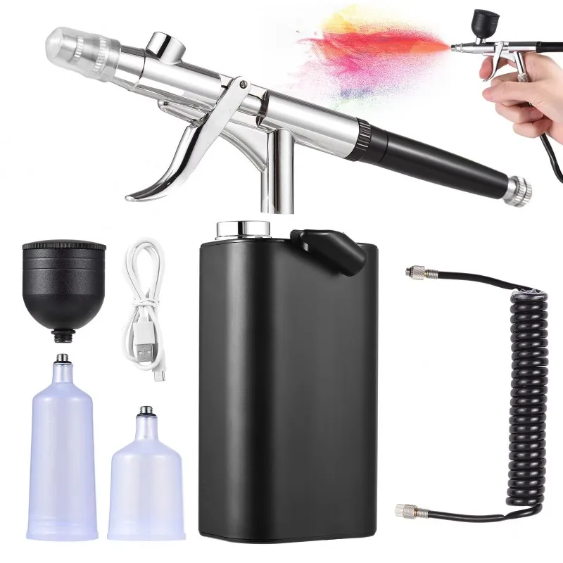 Portable Cordless 40PSI High-Pressure Airbrush Kit Rechargeable Handheld Air Brushes with 0.3mm Tip for Painting
