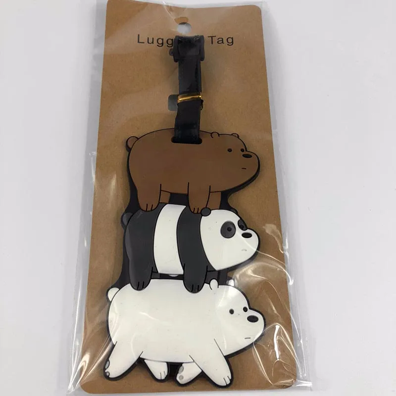 Cartoon Bears & Panda Luggage Tag Silica Gel Suitcase ID Addres Holder Women Men Baggage Boarding Tag Portable Label