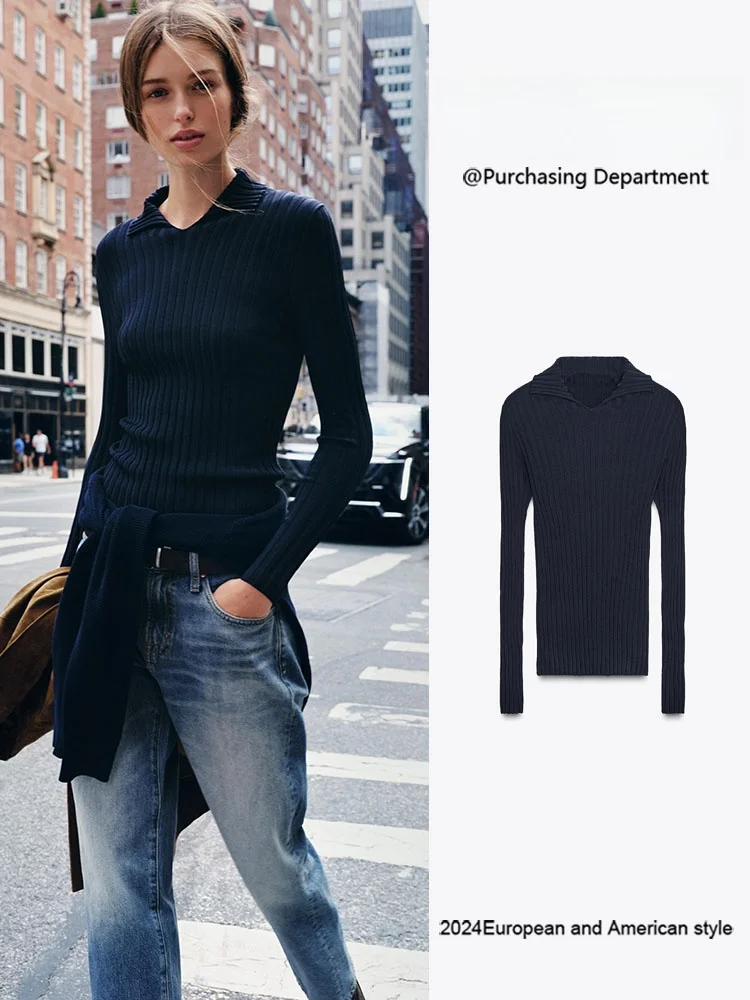 

Весенняя новинка: женская вязаная кофта с длинным рукавом, в рубчик, простой дизайн, удобная посадка, модный тренд