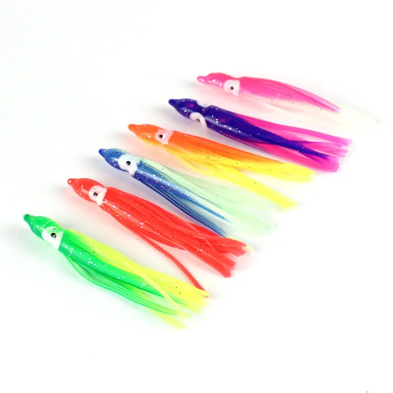 100Pcs/Lot 5cm/7.5cm/9cm Octopus Luminous Soft Lure Artificial Night Fishing Bait Lures For Tuna Glow Rubber Squit Skirts Pesca