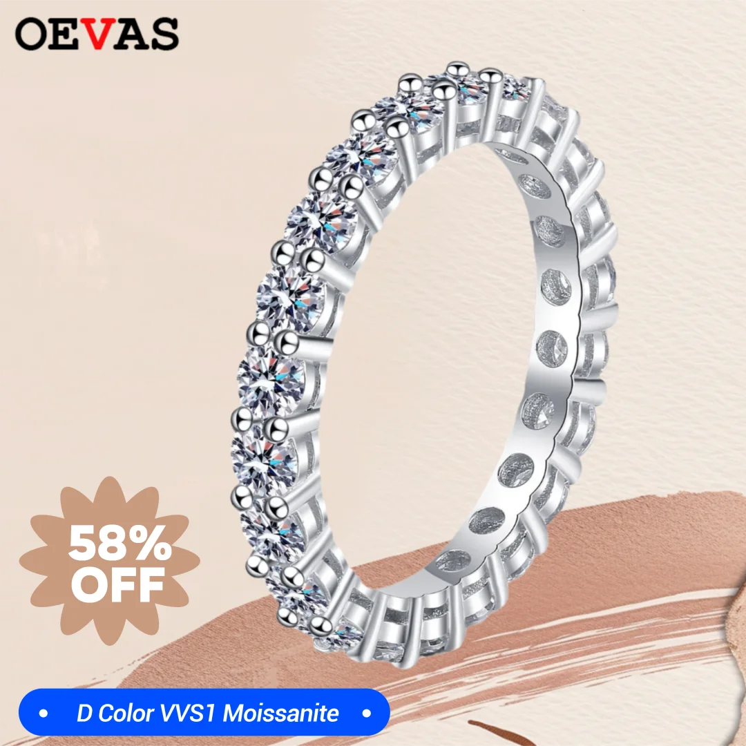 

OEVAS 2.2 Carat 3MM Moissanite Full Circle Row Diamond Ring 925 Sterling Silver Pass Diamond Test For Women Wedding Fine Jewelry