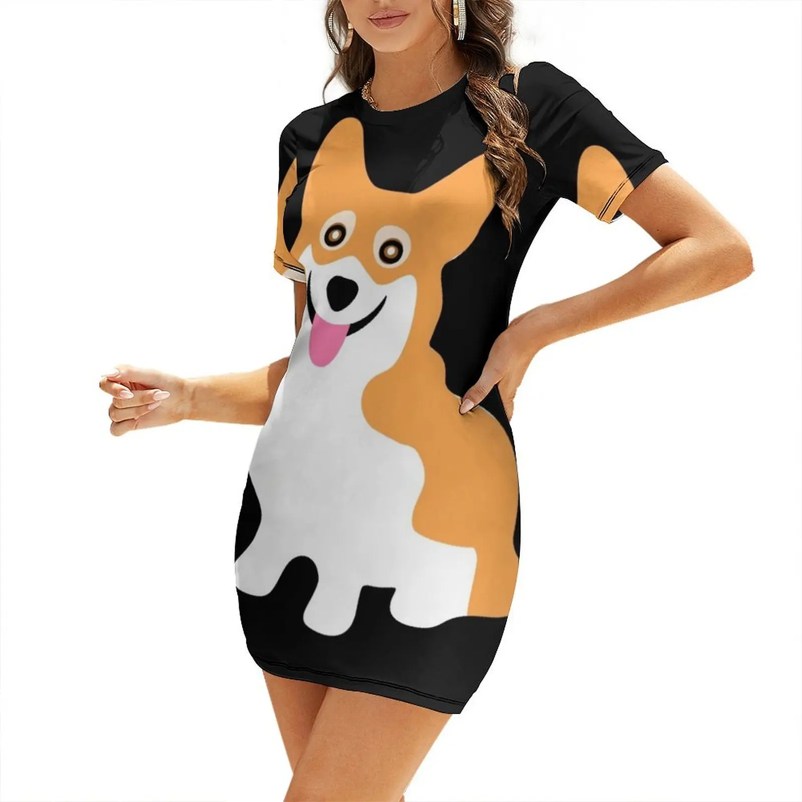 

Pembroke Welsh Corgi Short-Sleeved Dress womens dress luxury dress clothes for woman
