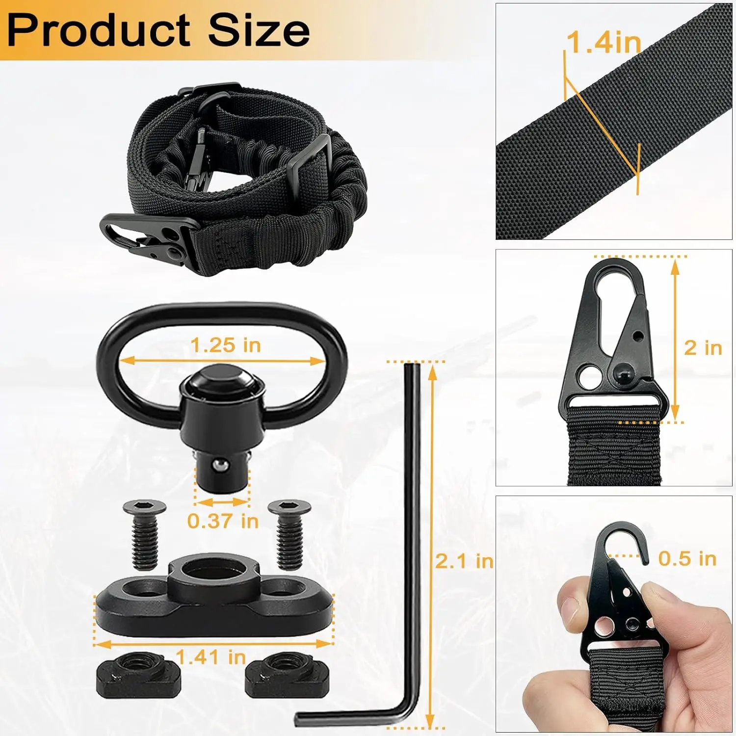 Imbracatura per fucile QD a 2 punti con regolatore di lunghezza Cinghia per imbracatura multi-missione Sport all'aria aperta Fucile tattico AR AK Imbracatura QD per pistola universale
