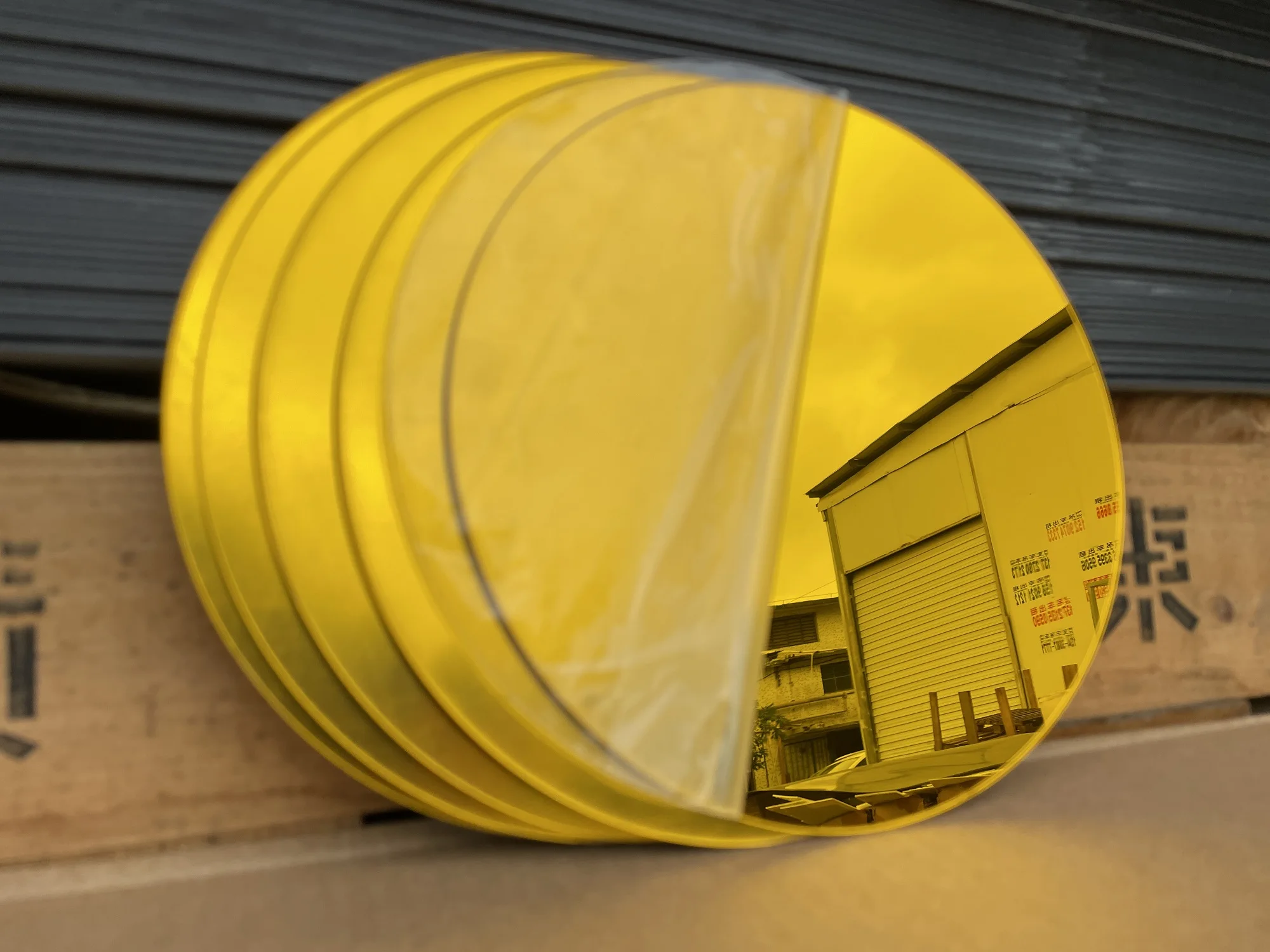 جولة 200*1.6 مللي متر الذهب الداكن ورقة مرآة أكريليك غير ضارة ل قاعدة أكواب الزفاف عرض صور الدعائم المنزل فندق جدار ديكور ذاتي الصنع صينية #1