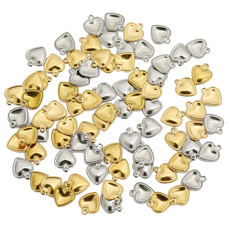 50pcs Stainless Steel Small Love Heart Charms for Necklace Extended Chain Charm Bracelets Tail Chain Tag Jewelry Accessories image 4