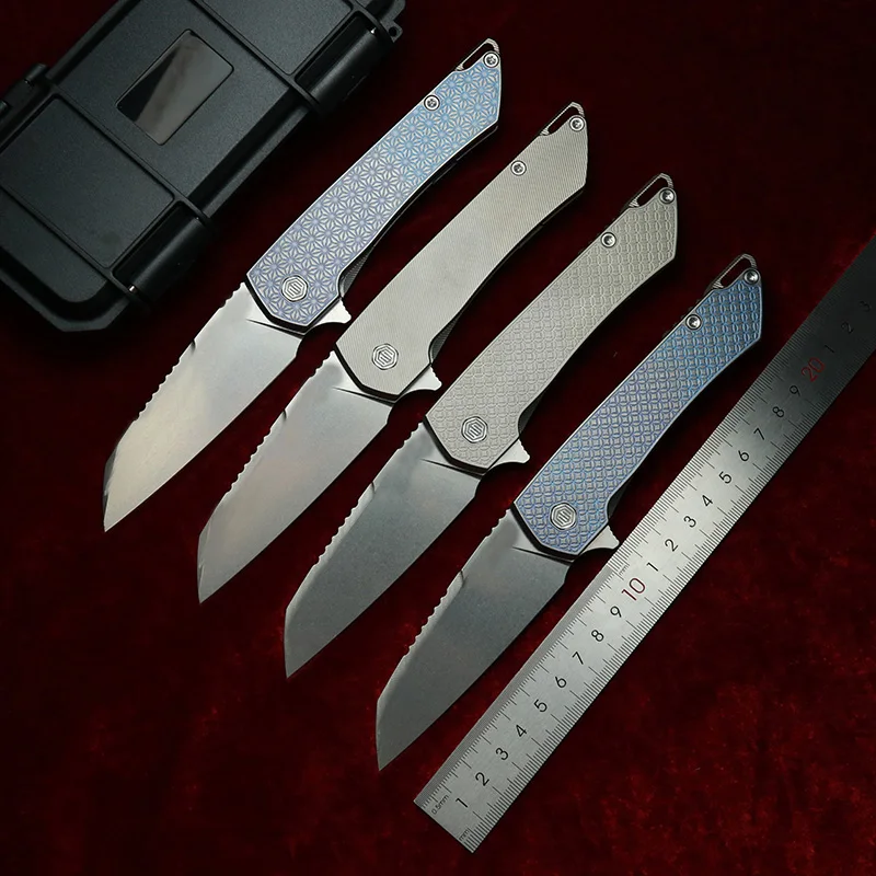 LEMIFSHE Made Mojave Titanium Handle 154CM Ceramic Bearing Pocket EDC Tool Kitchenware Fish Camping Outdoor Folding Knife