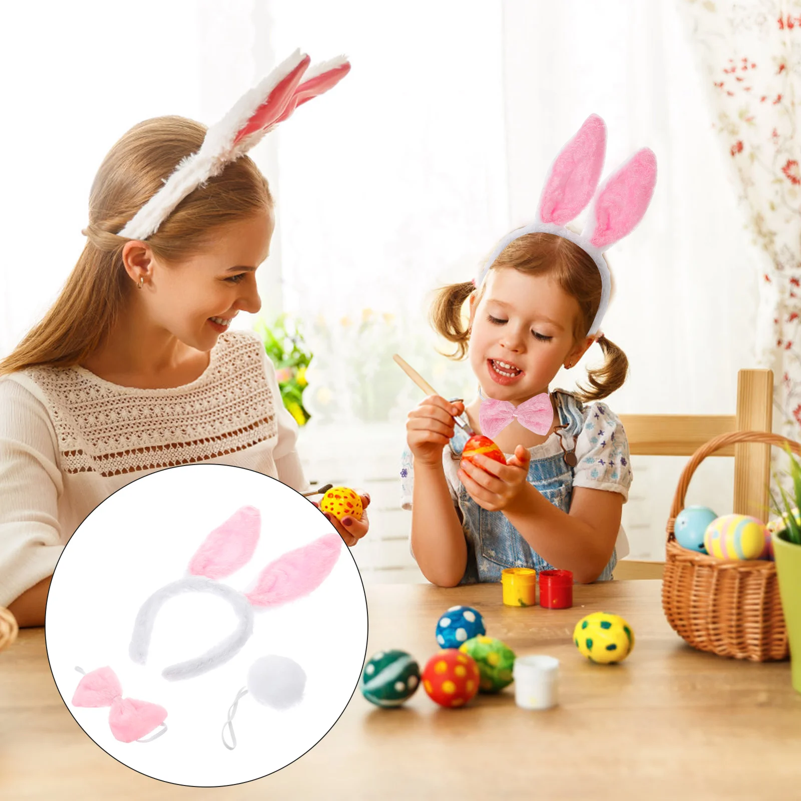 Set Bunny Ear Headband Child Baby Gifts Rabbit Ears Plush Cosplay Party Supplies