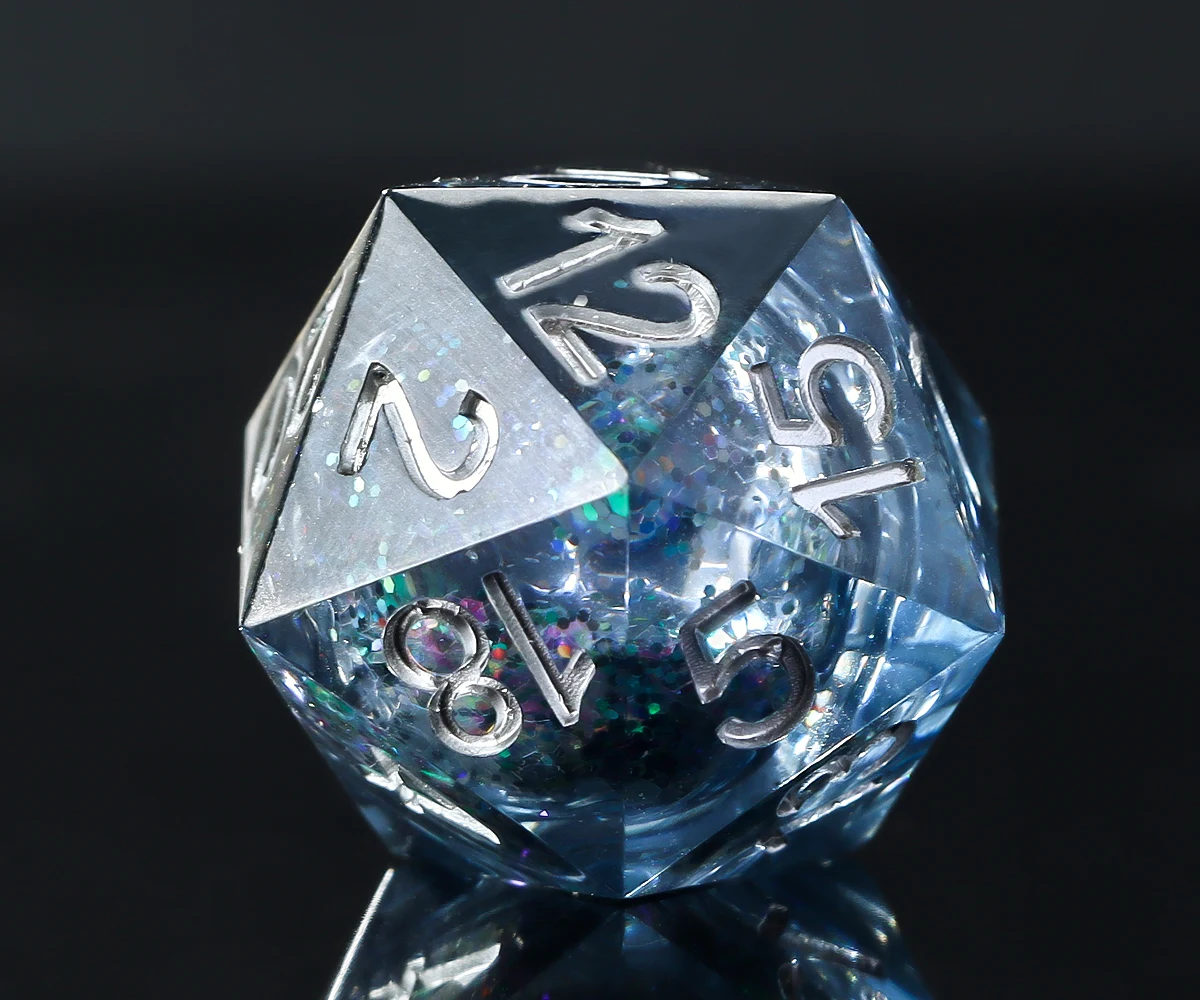 Quicksand Starry Resin Dice Set, Sharp Edges Dice  for Role Playing Games, Sequin Embedded Collectible Dice
