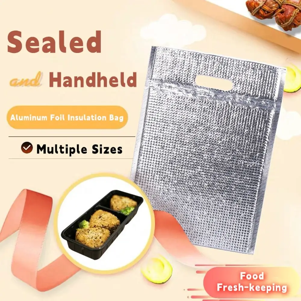Aluminum Foil Aluminum Foil Insulation Bag With Handle Insulation Layer Food Delivery Pouch Heat Preservation Takeaway Bag