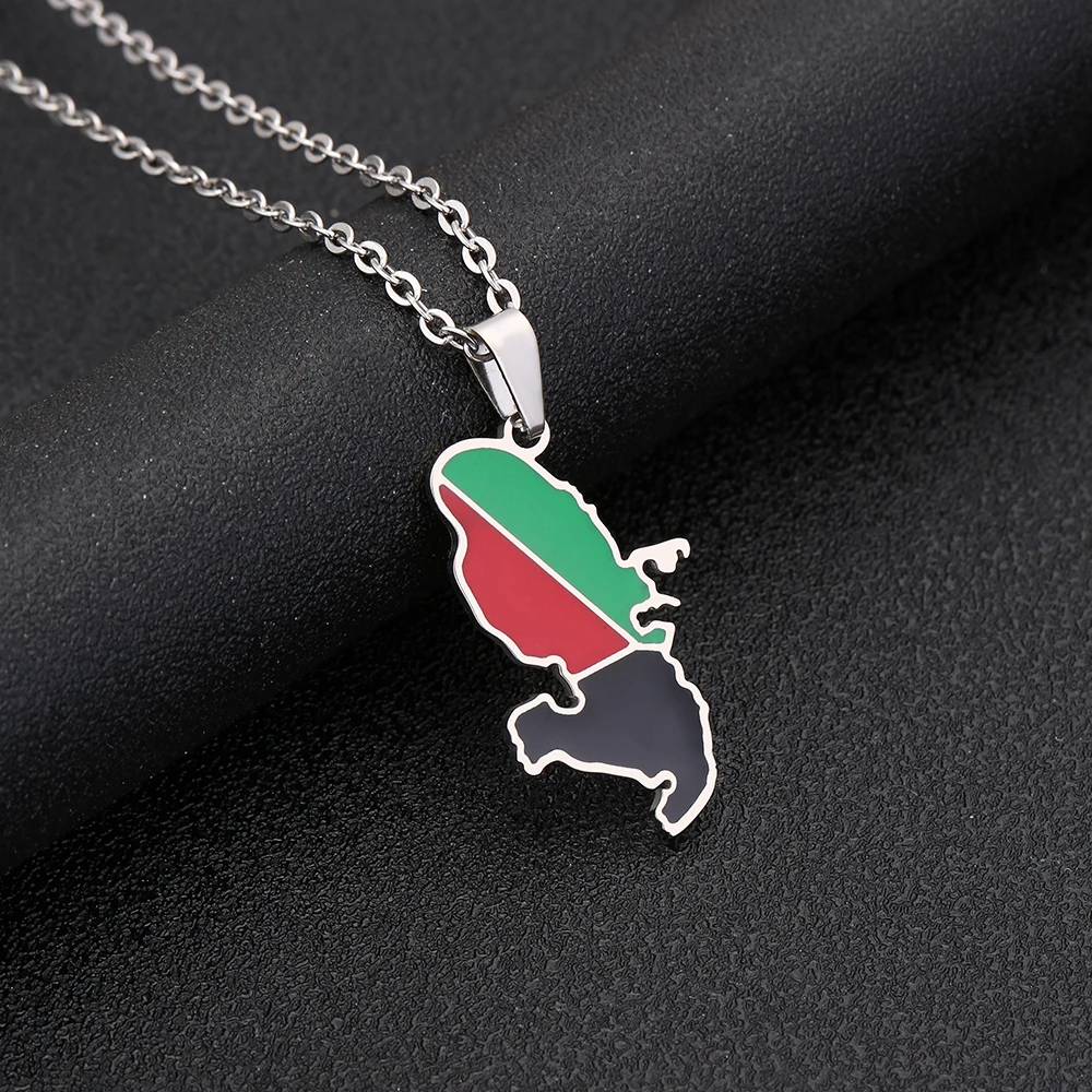 France Martinique Map Flag Pendant Necklace Stainless Steel For Women Men Gold Silver Color Charm Fashion Choker Jewelry Gift