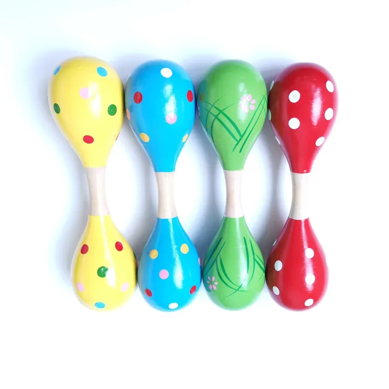 

Wooden Maraca Wood Rattles Baby Child Musical Instrument Rattle Shaker favor Child Baby shaker Toy Random Color