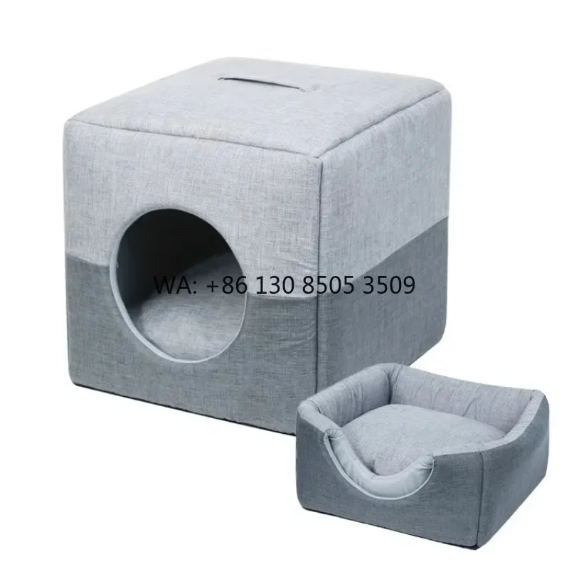 Hot Sale Foldable Cat Scratcher House Covered Kitty Cave Beds Cute Modern Cat Condo for Indoor Cube House