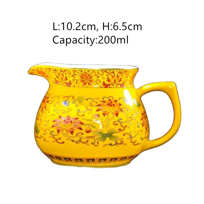 Ceramic Water Jug, Colorful Tea Pitcher, Retro Emperor Yellow Chinese Teacup, Milk Pot, Cute Mug, Porcelain Drinkware, 20