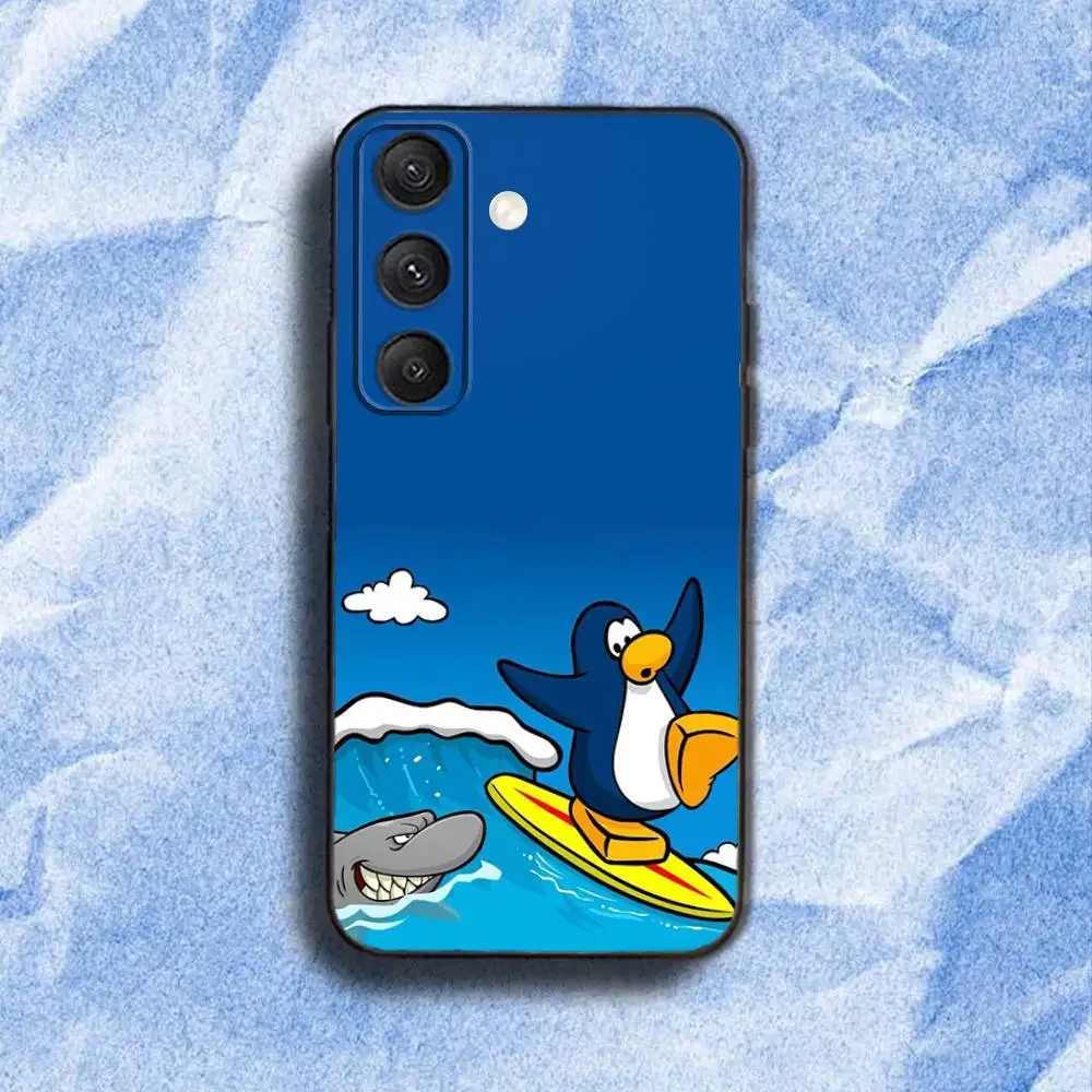 حافظة هاتف لعبة C-Club P-PenguinS لهاتف سامسونج S 25,24,23,22,30,21,10,9,Ultra,Plus,Lite,FE,4,5G حافظة ناعمة سوداء