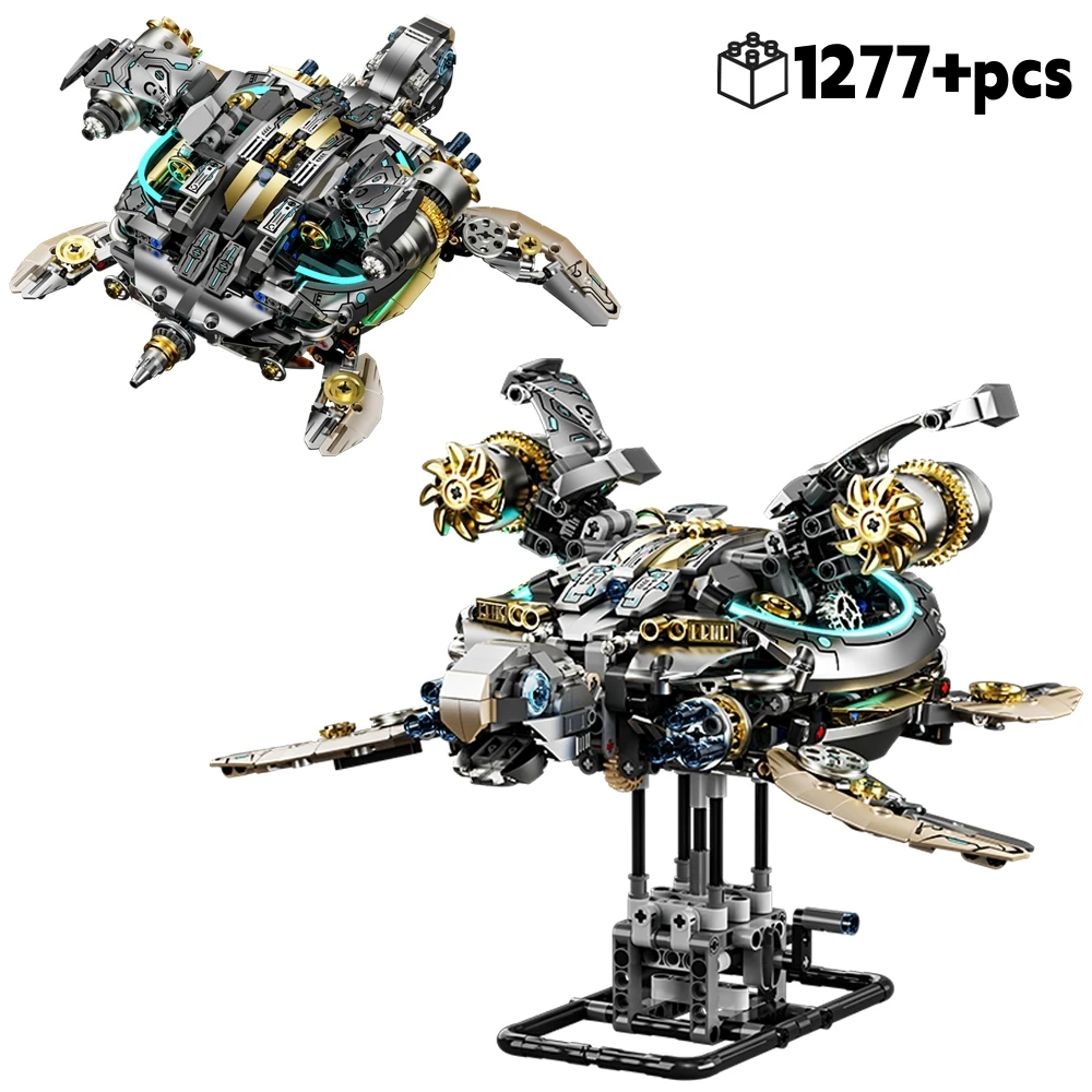 Bloques de construcción de tortuga marina mecánica creativa, conjunto de bloques de construcción MOC de potencia del Motor, regalos de cumpleaños y Navidad