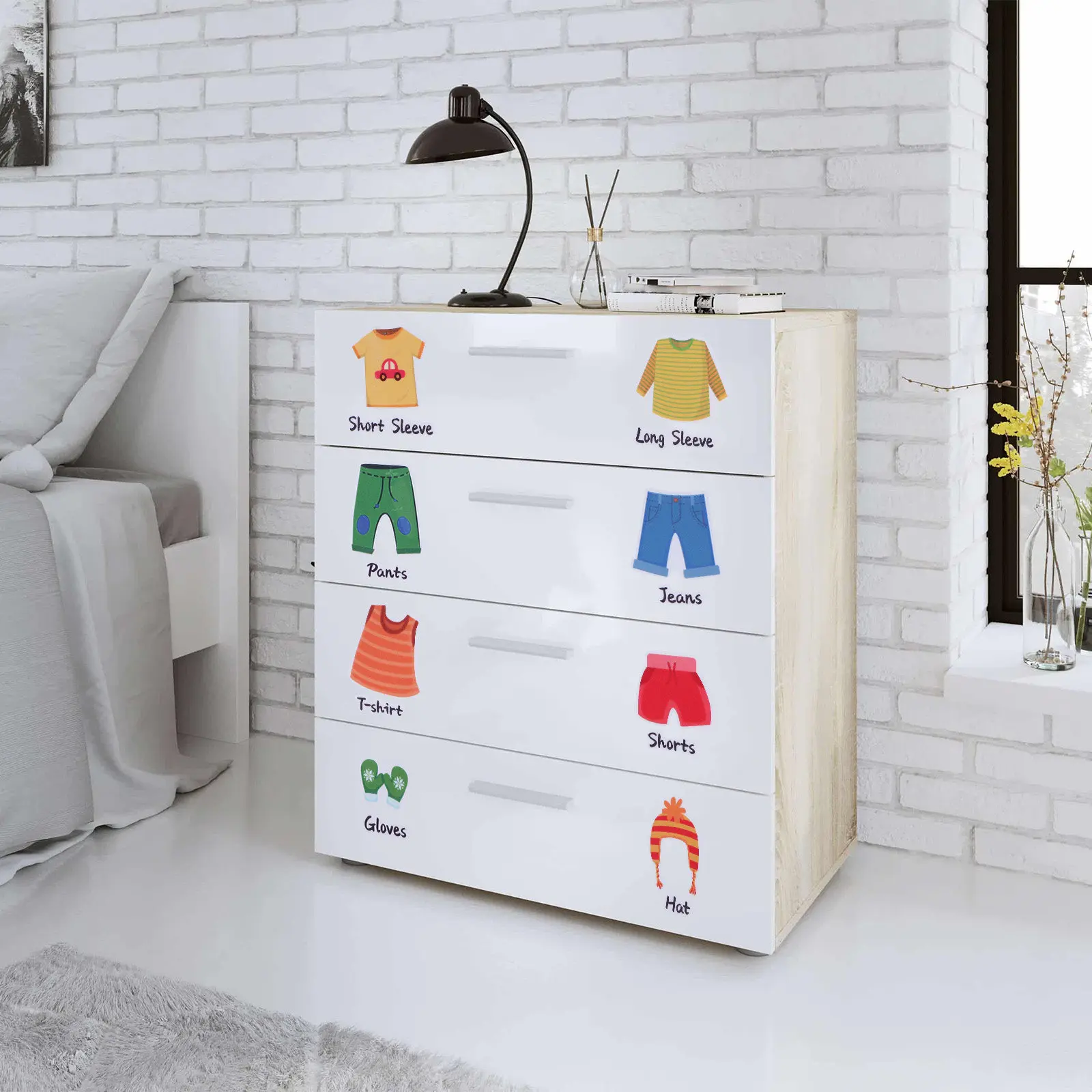 

1 Sheet Shop Clothes Labels Clothing Sort Sticker Clothes Classification Label Decal for Kids Dresser Storage Organization