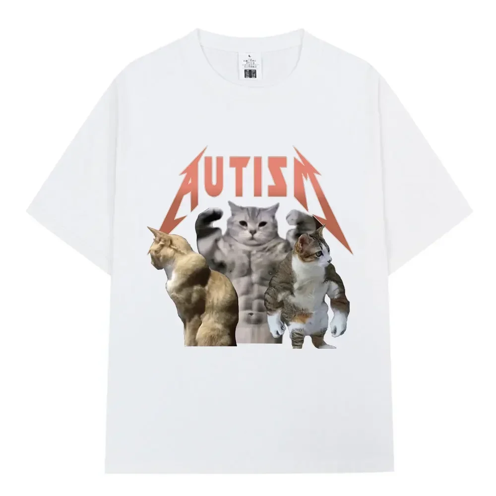 Buff Cats Autism Memory T-shirt Fitness Gym Fashion Hip Hop Short Sleeve T Women\'s Summer Comfortable T-shirt