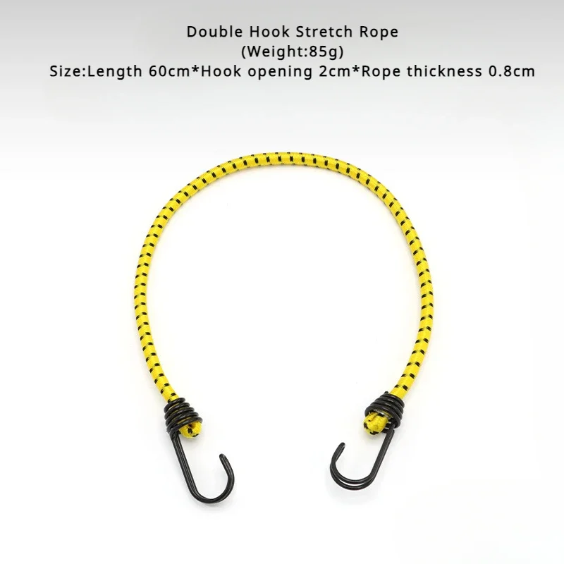 1PC 60cm Outdoor Elastic Bungee Cord with Hooks, Heavy Duty Rubber Tent Rope for Camping Hiking Luggage Cargo Tie Down